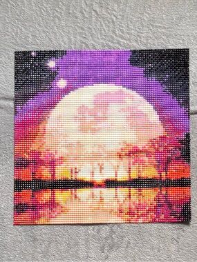Finished Diamond Painting Sunset Moon Mosaic Wall Art - Purple and Pink